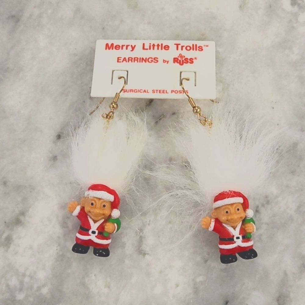 Russ Trolls vintage earrings Christmas